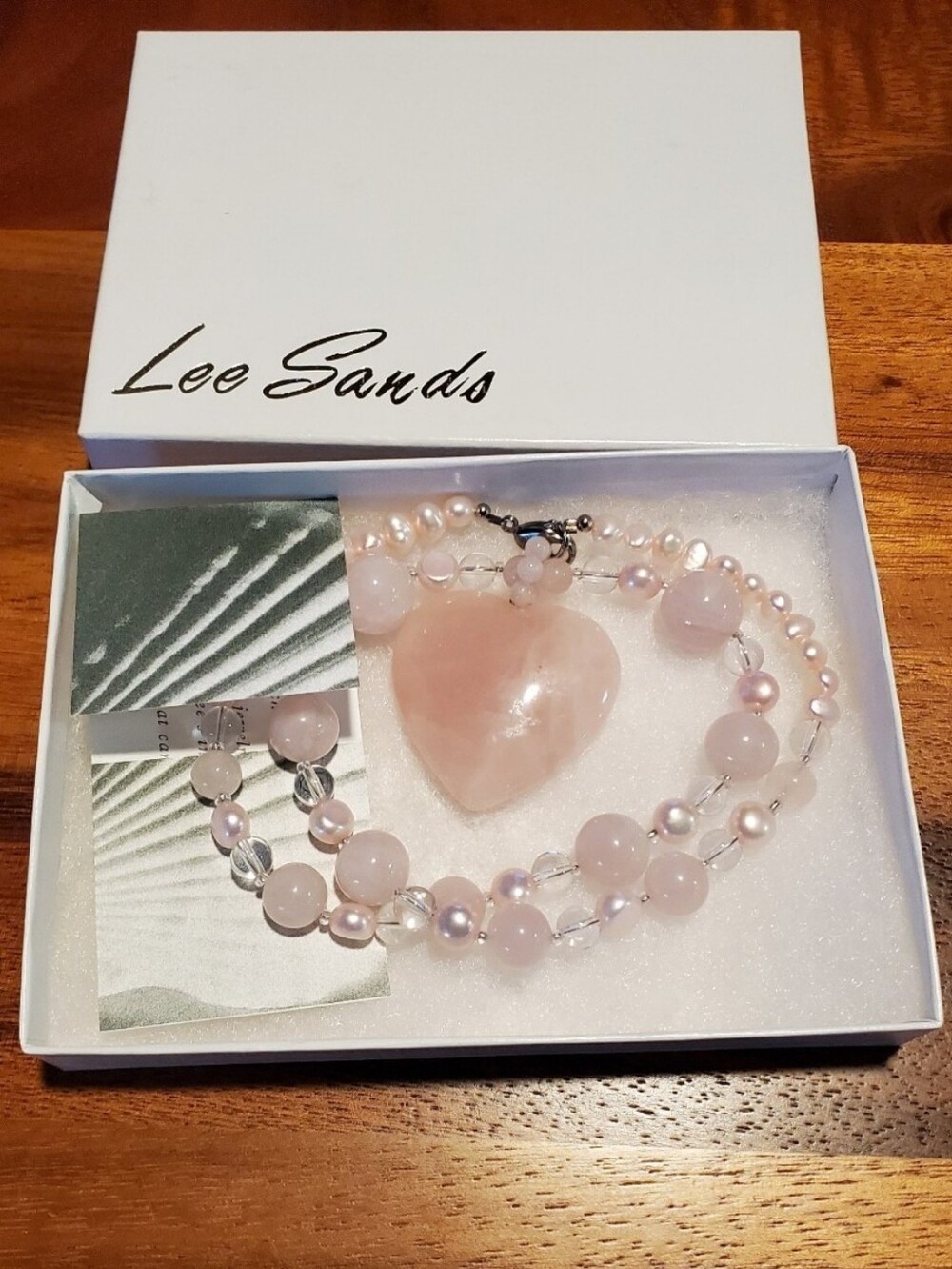 Vintage Pink Quartz Heart Necklace